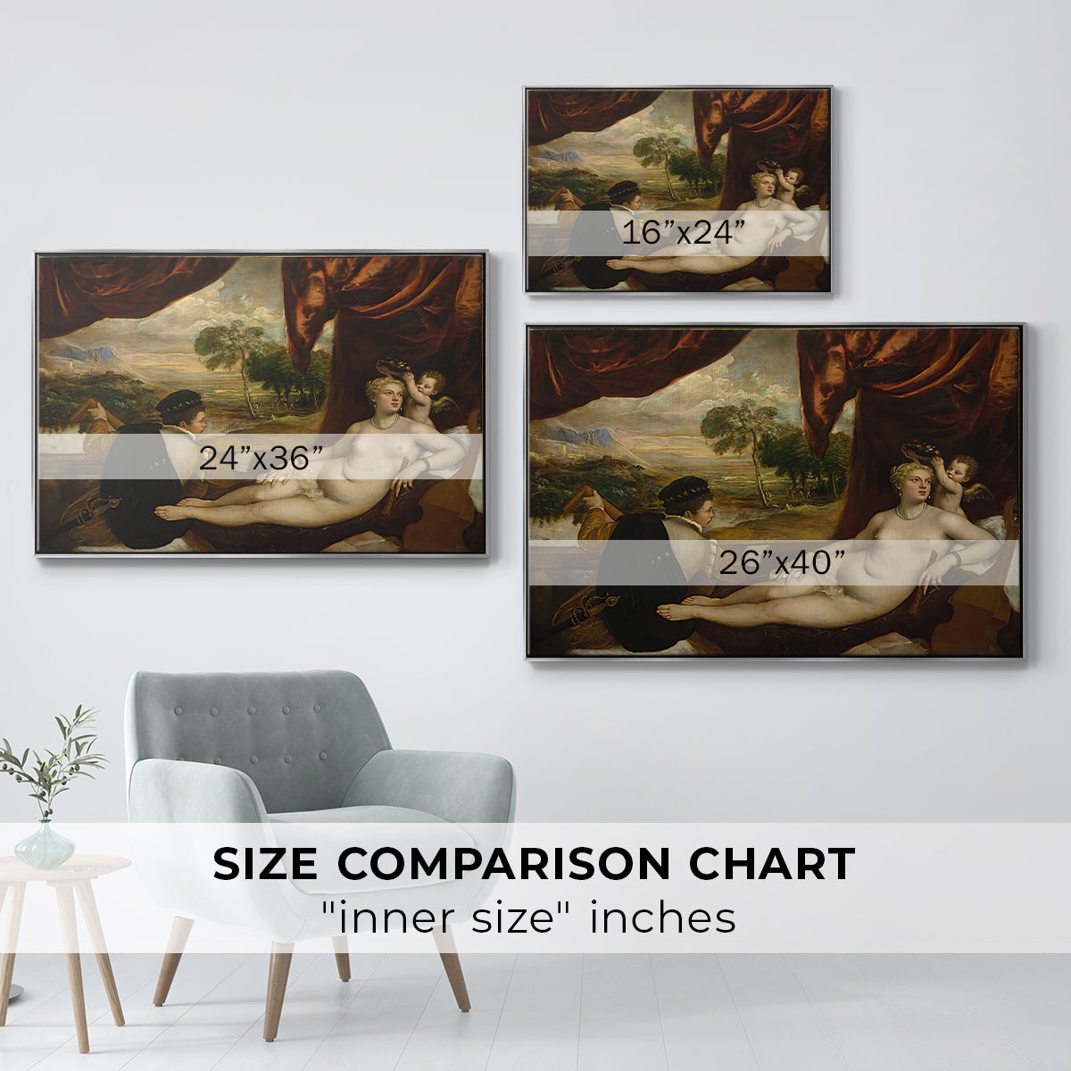 Venus and the Lute Player, c. 1565-1570 - Floater Framed Canvas Print
