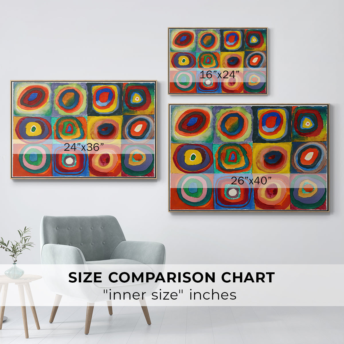 Color Study: Squares with Concentric Circles, 1913 - Floater Framed Canvas Print