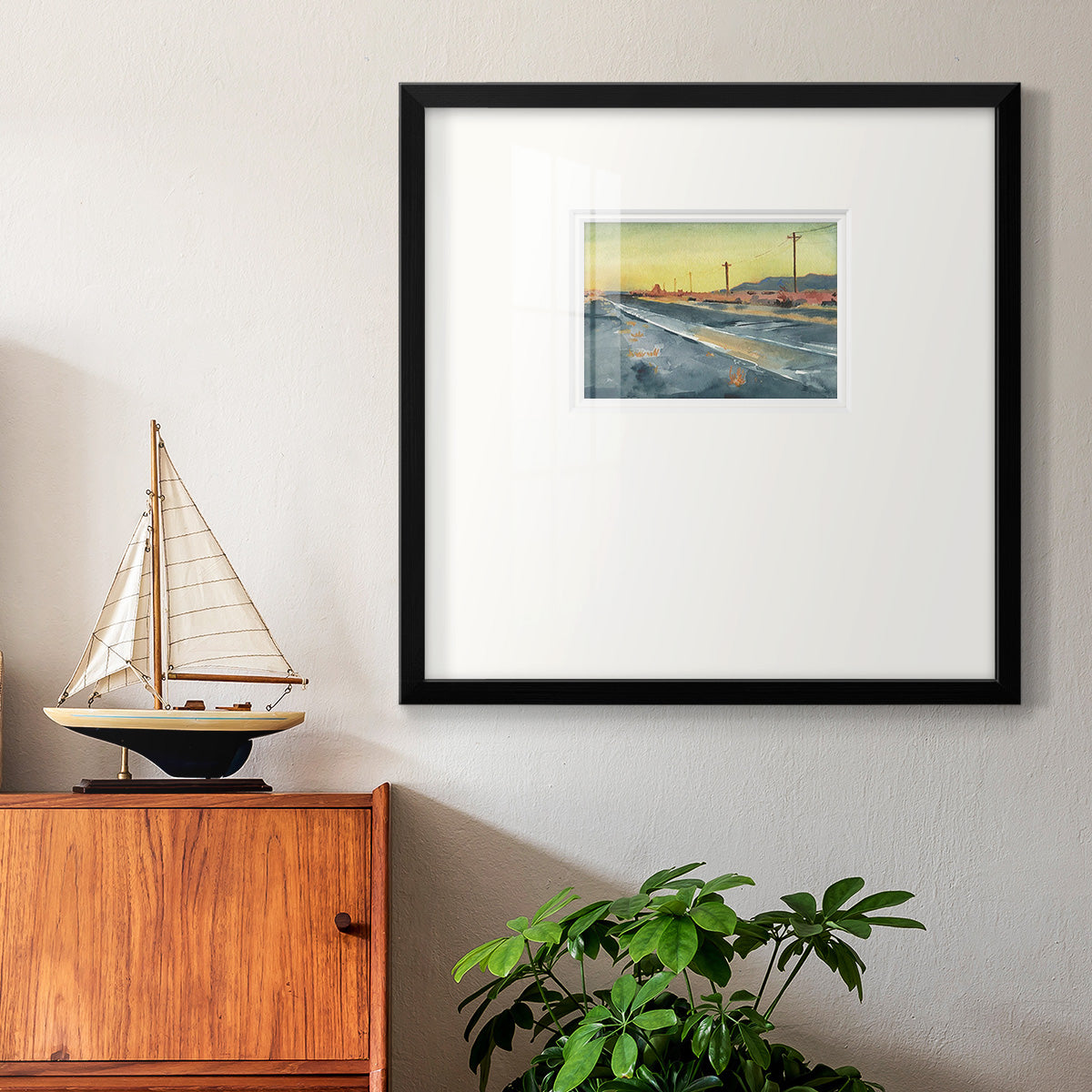 Deserted Highway I Premium Framed Print Double Matboard