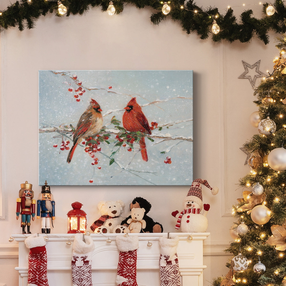 Cardinals in Winter - Premium Gallery Wrapped Canvas  - Ready to Hang