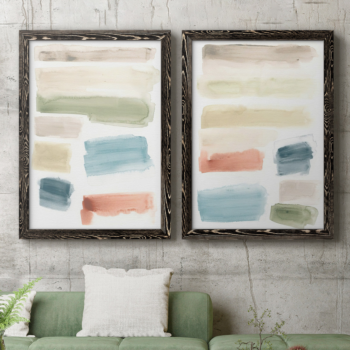 Watercolor Swatches I - Premium Framed Canvas 2 Piece Set - Ready to Hang