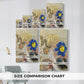 Size comparison chart for canvas art prints, showing multiple size options.