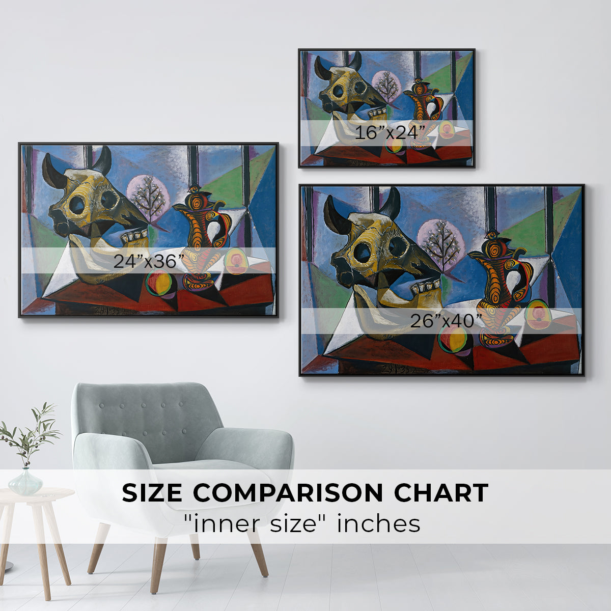 Still Life with Bull's Skull, 1939 - Floater Framed Canvas Print