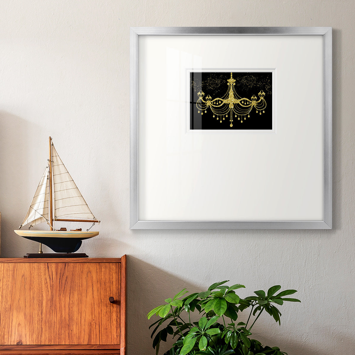 Golden Chandelier Premium Framed Print Double Matboard