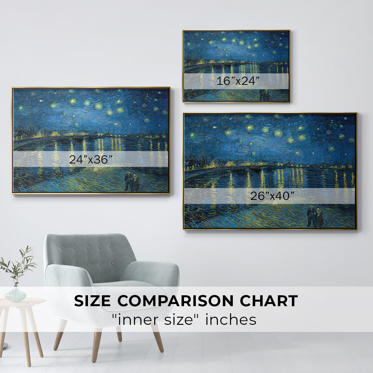 Starry Night Over the Rhône, 1888 - Floater Framed Canvas Print