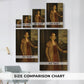 Size comparison chart for canvas art prints, showing multiple size options.