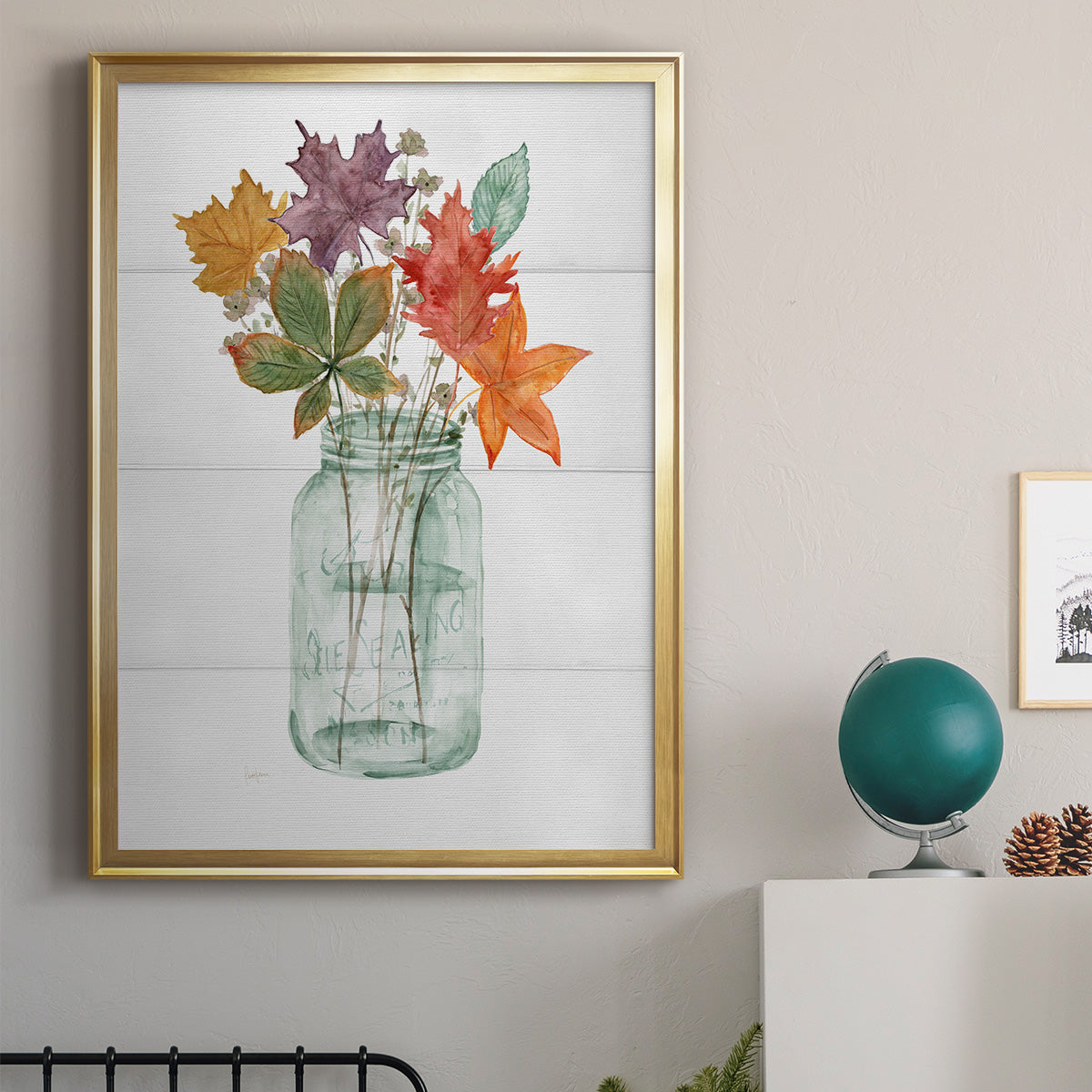 Harvest Home Leaves I - Modern Framed Canvas Print