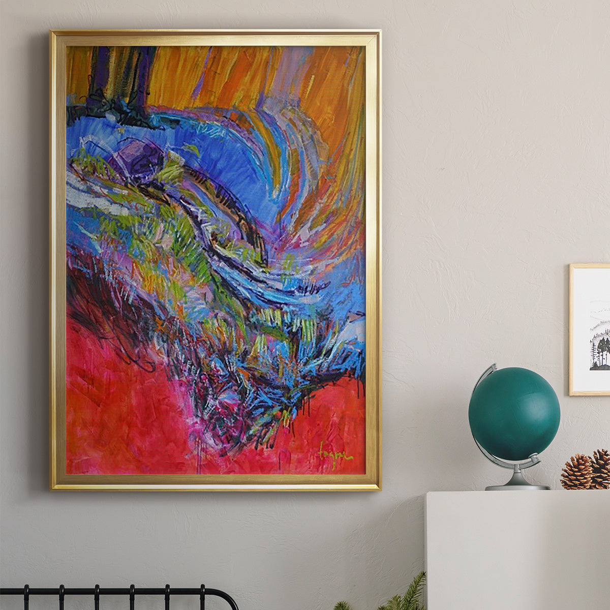 Vibrant Flow II - Modern Framed Canvas Print