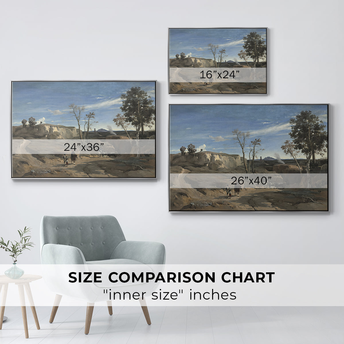 La Cervara, the Roman Campagna, c. 1830-1831 - Floater Framed Canvas Print
