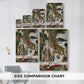 Size comparison chart for canvas art prints, showing multiple size options.