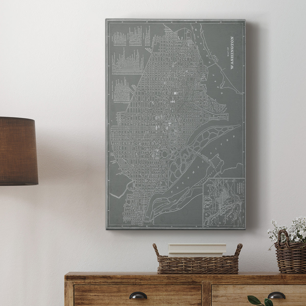 City Map of Washington  D.C. Premium Gallery Wrapped Canvas - Ready to Hang