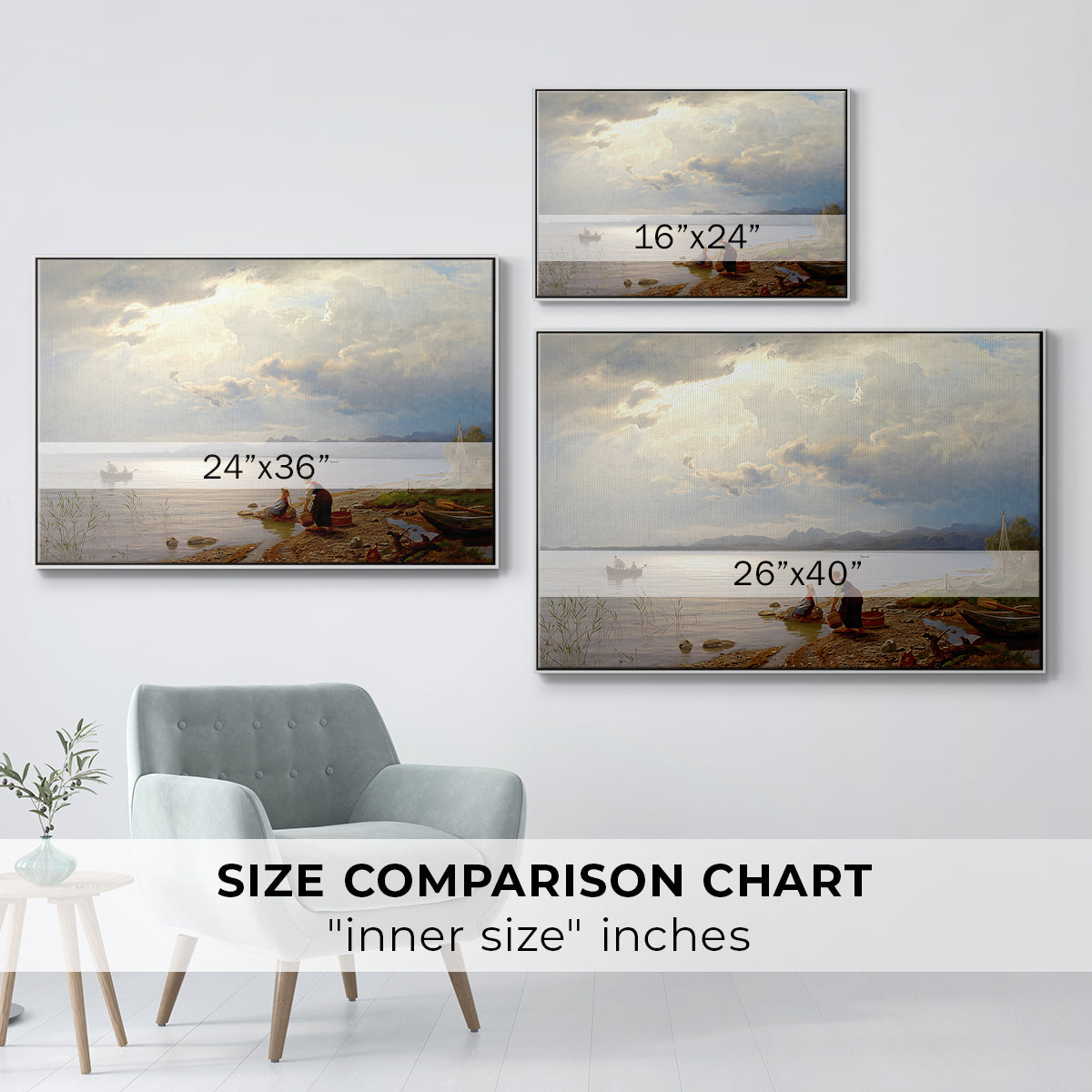 On the Banks of the Chiemsee, 1871 - Floater Framed Canvas Print