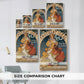 Size comparison chart for canvas art prints, showing multiple size options.