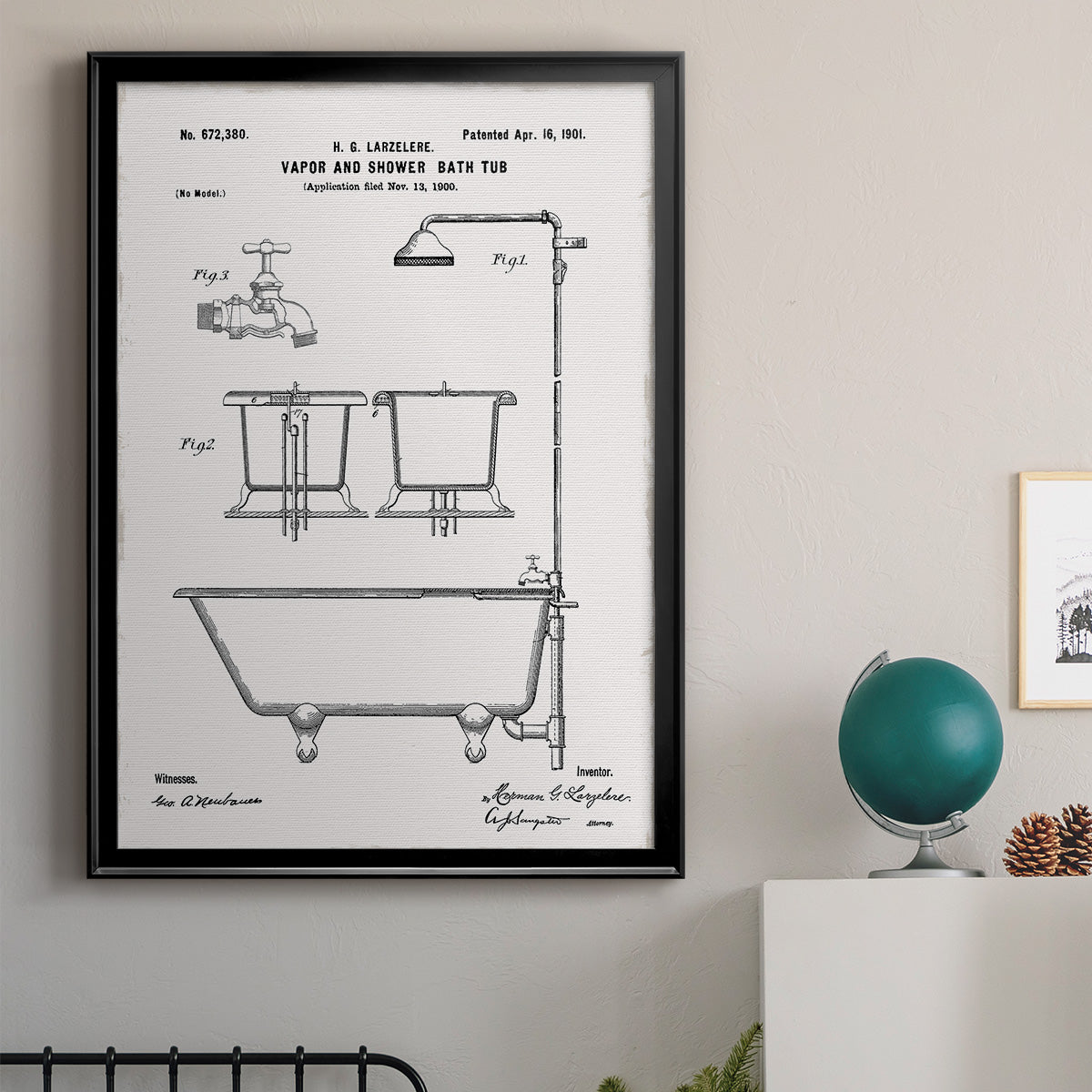 Vintage Bath II - Modern Framed Canvas Print