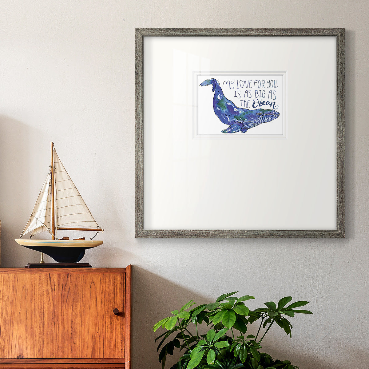 Whale Love II Premium Framed Print Double Matboard