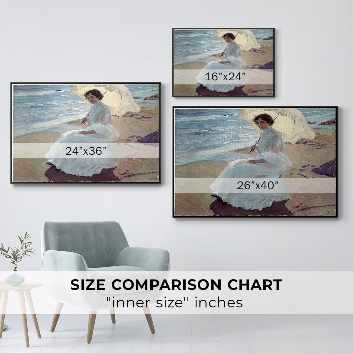 Clotilde on the Beach, 1904 - Floater Framed Canvas Print