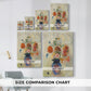 Size comparison chart for canvas art prints, showing multiple size options.