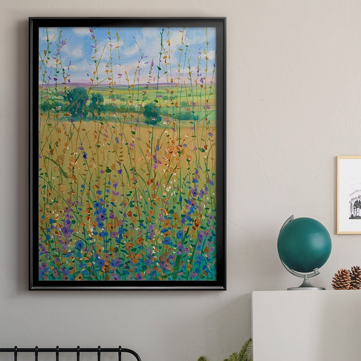 Wildflower Path I - Modern Framed Canvas Print