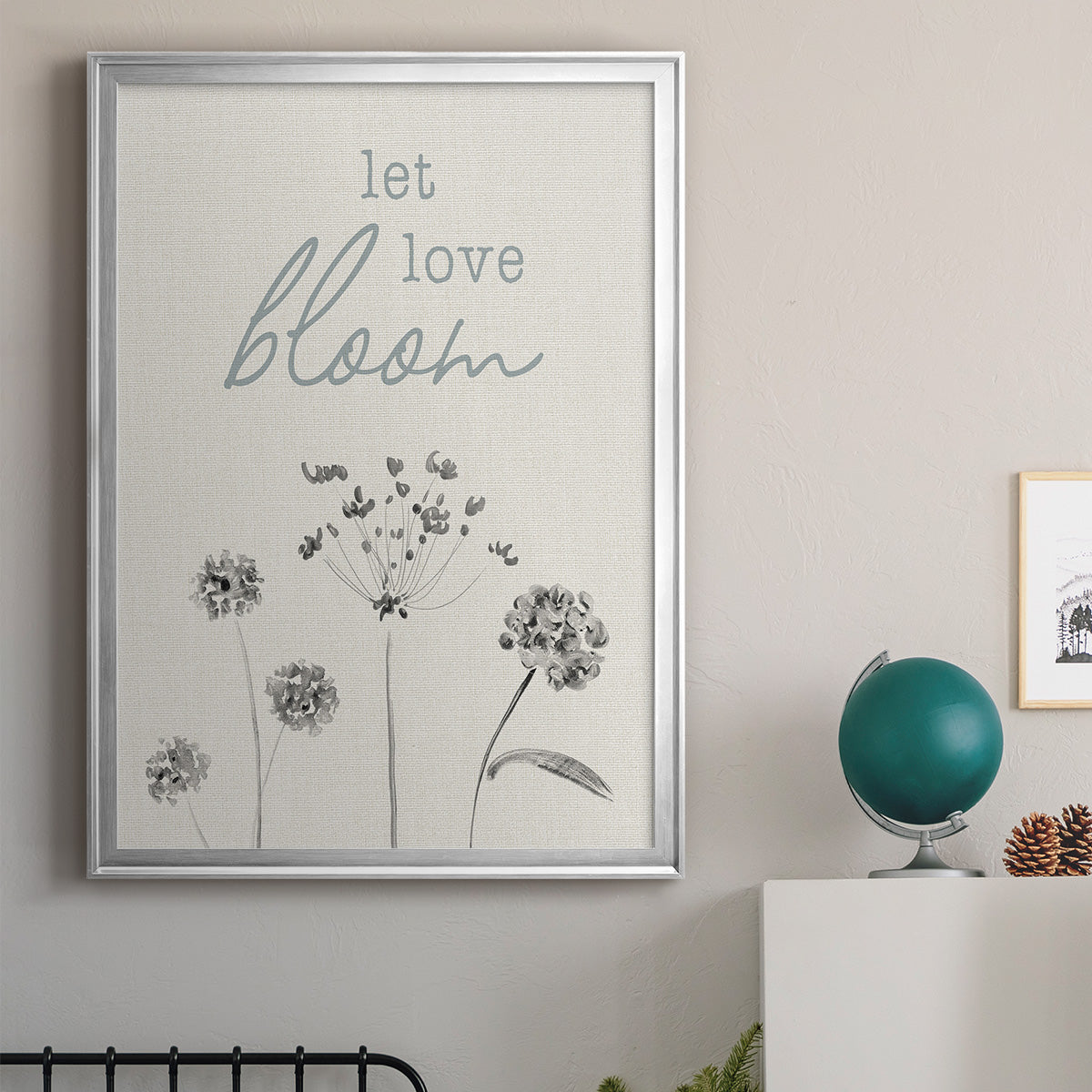 Let Love Bloom - Modern Framed Canvas Print