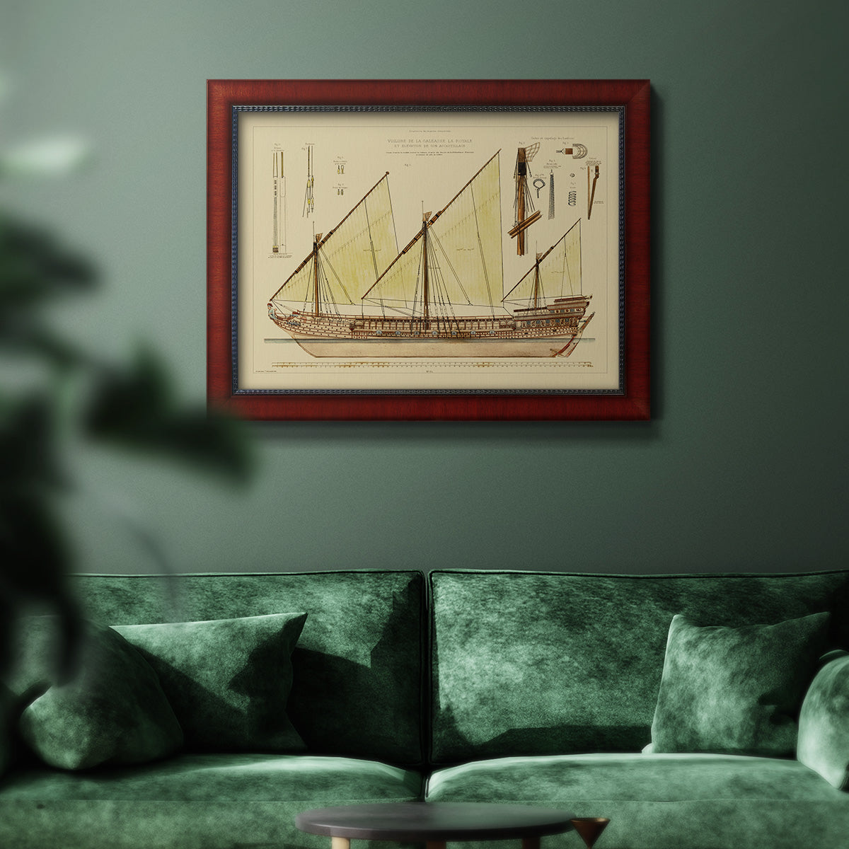 Antique Ship Plan VI Premium Framed Canvas- Ready to Hang