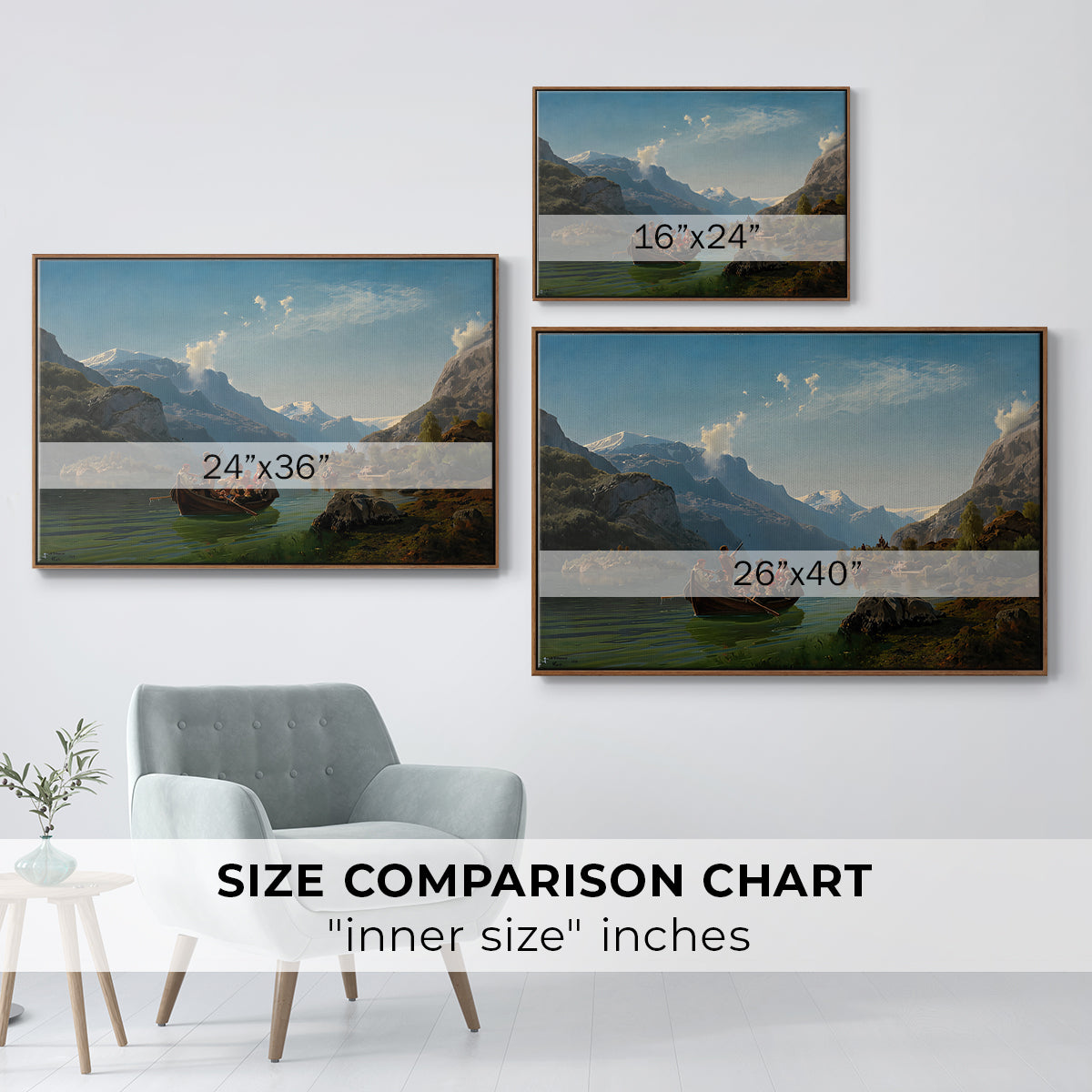 Bridal Procession on the Hardangerfjord, 1848 - Floater Framed Canvas Print