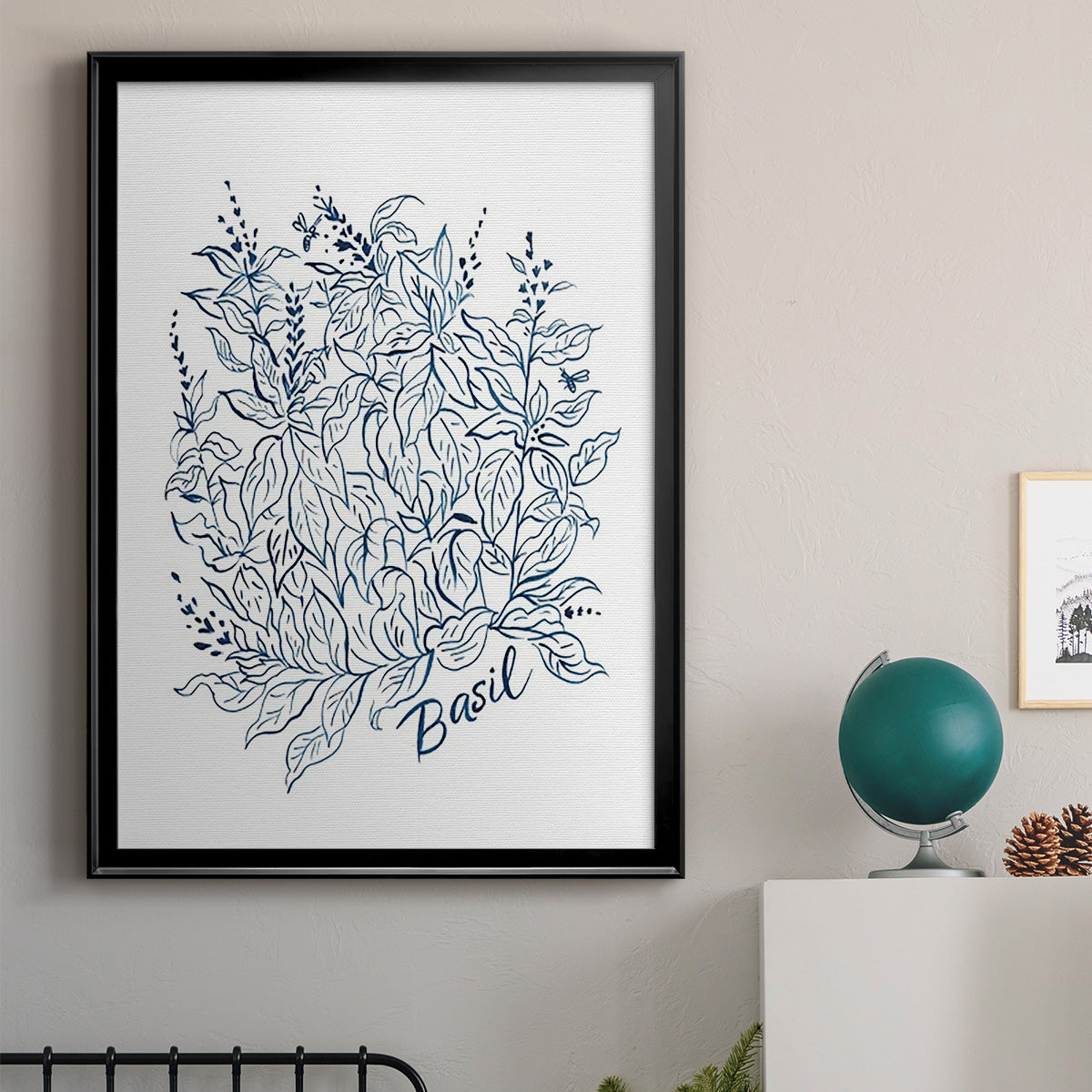 Summer Herb Garden Sketches I - Modern Framed Canvas Print