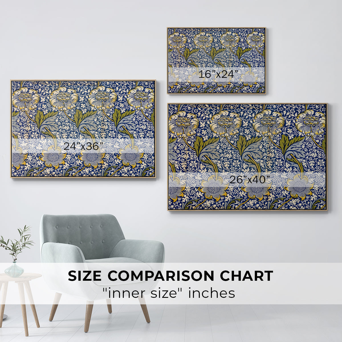 Kennet - Indigo/Gold, 1883 - Floater Framed Canvas Print
