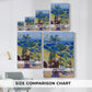Size comparison chart for canvas art prints, showing multiple size options.