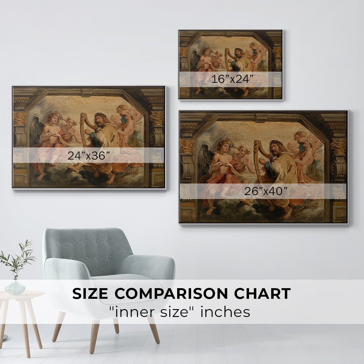 King David Playing the Harp, c. 1627-1628 - Floater Framed Canvas Print