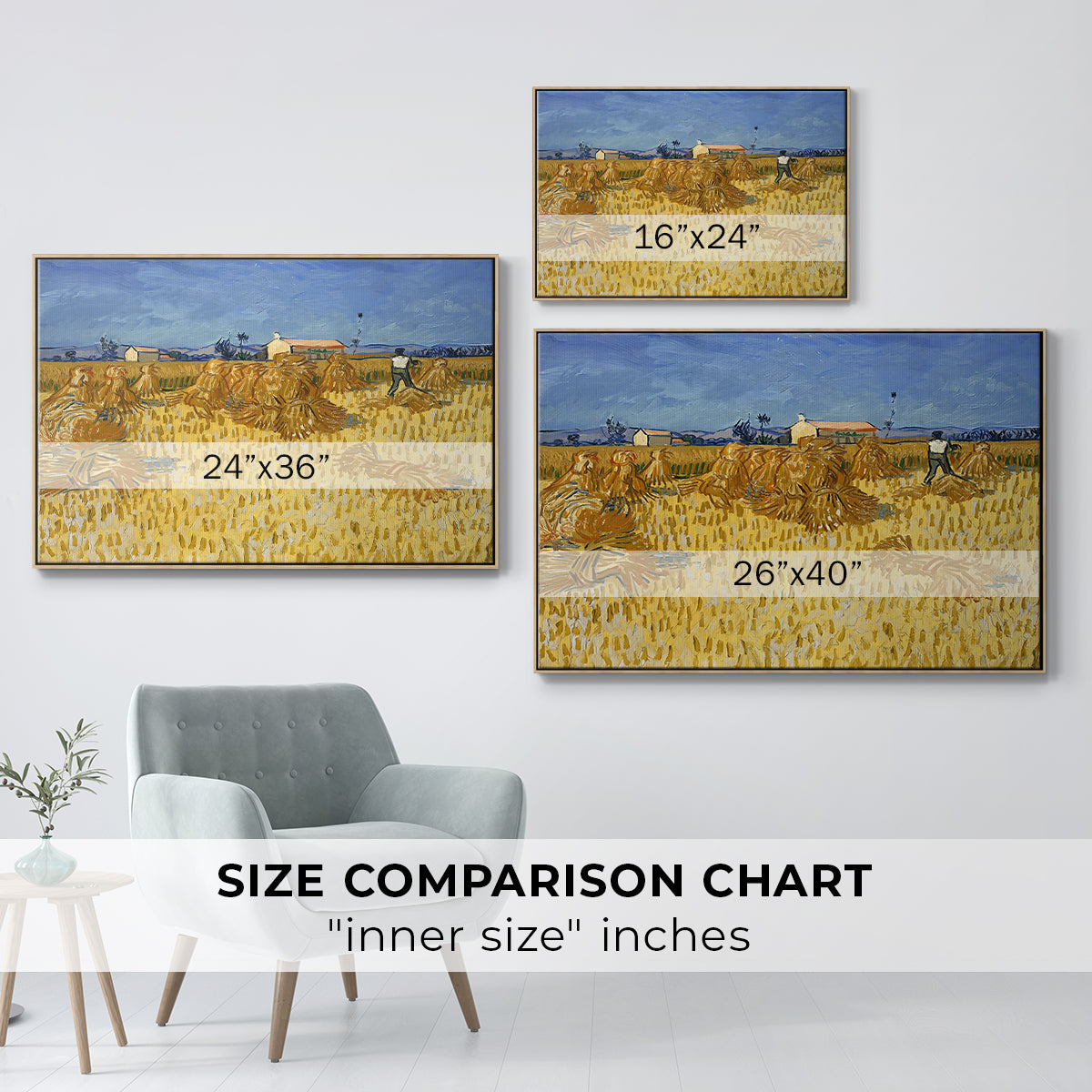 Wheat Field with Sheaves (Harvest in Provence), 1888 - Floater Framed Canvas Print