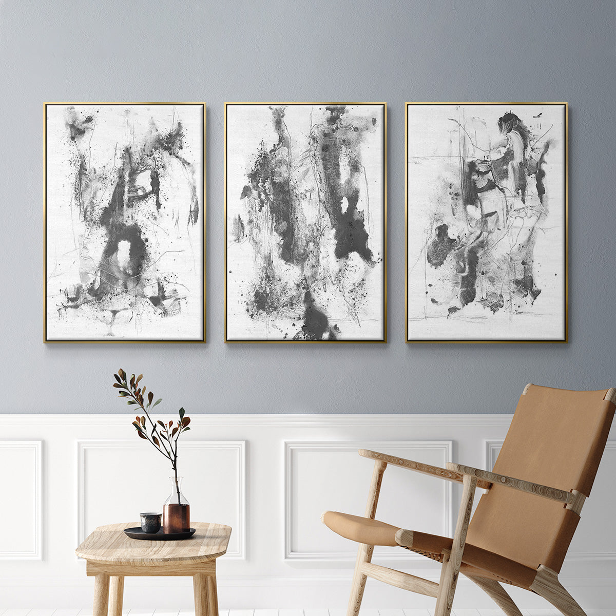 Graphite Abstract I - Floater Framed Canvas Set