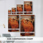 Size comparison chart for canvas art prints, showing multiple size options.