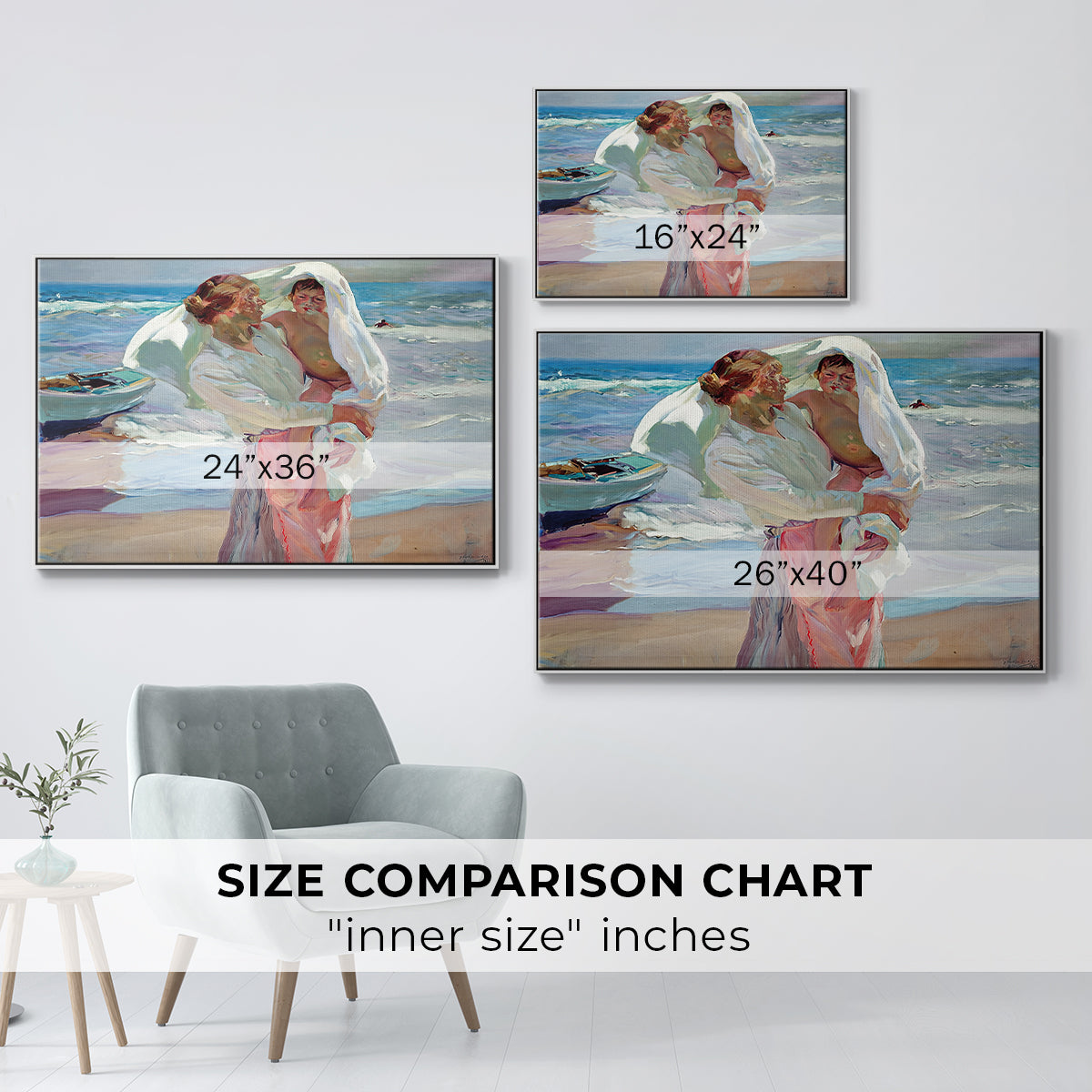 After Bathing, 1915 - Floater Framed Canvas Print