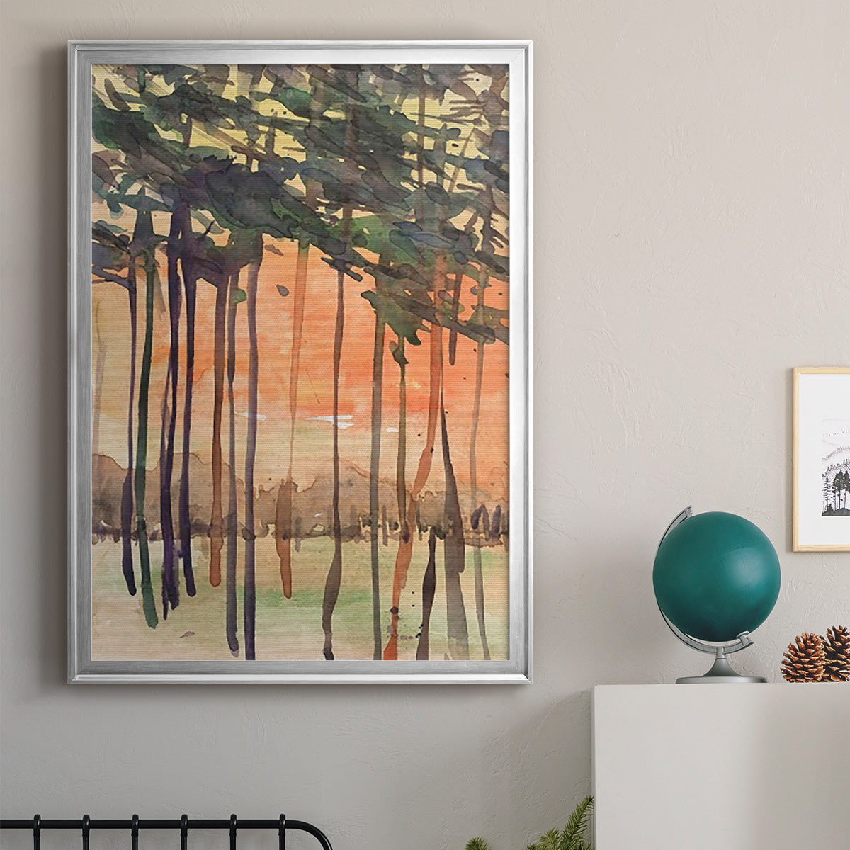 Between the Trees II - Modern Framed Canvas Print