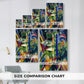 Size comparison chart for canvas art prints, showing multiple size options.