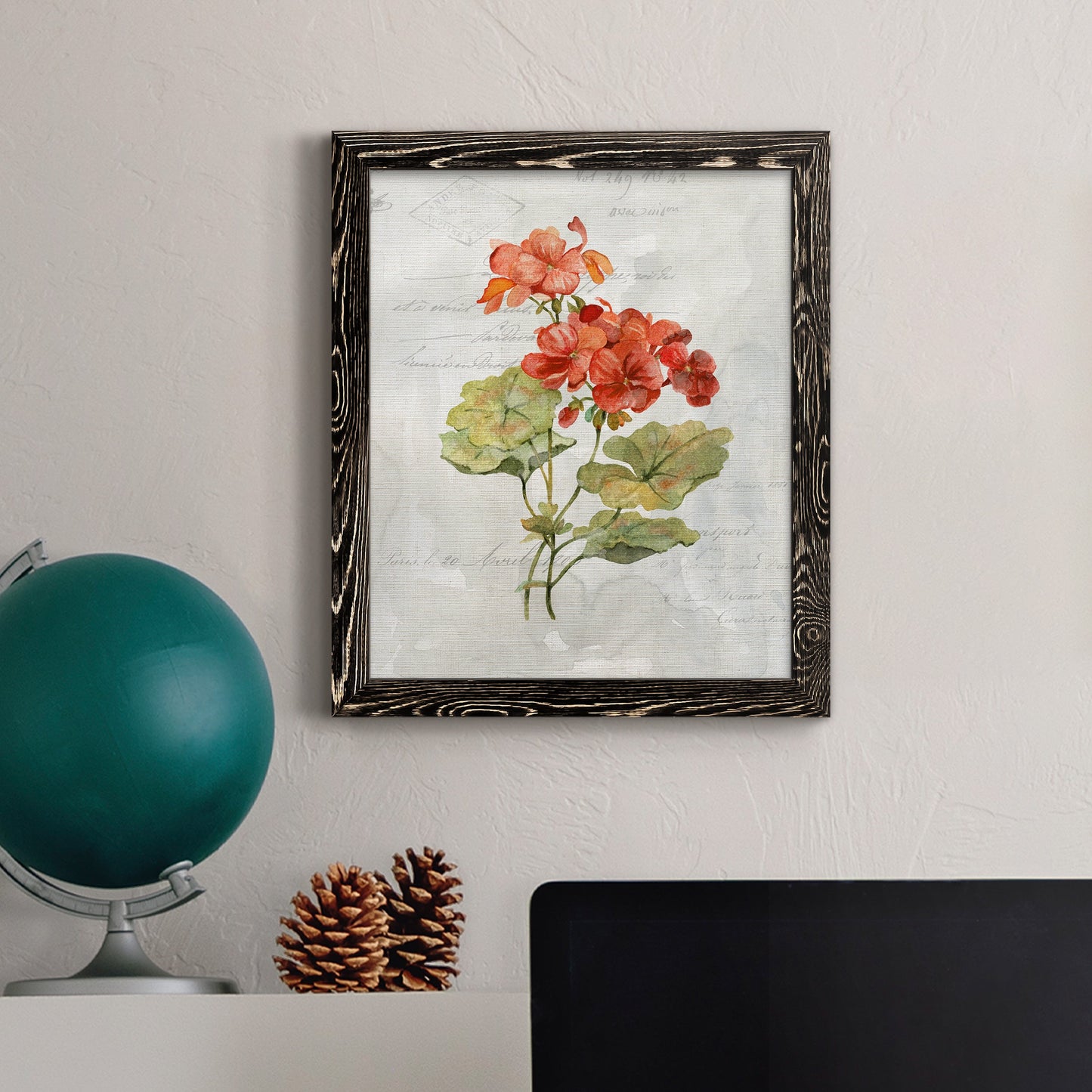 Linen Geranium - Premium Canvas Framed in Barnwood - Ready to Hang