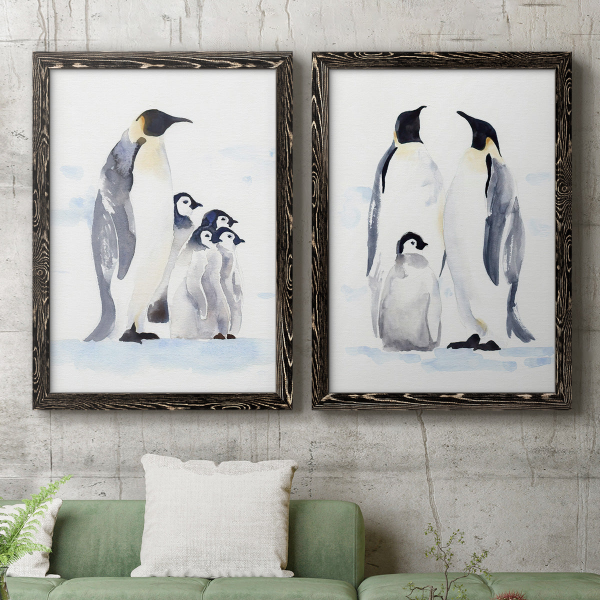 Emperor Penguins I - Premium Framed Canvas 2 Piece Set - Ready to Hang