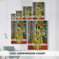 Size comparison chart for canvas art prints, showing multiple size options.