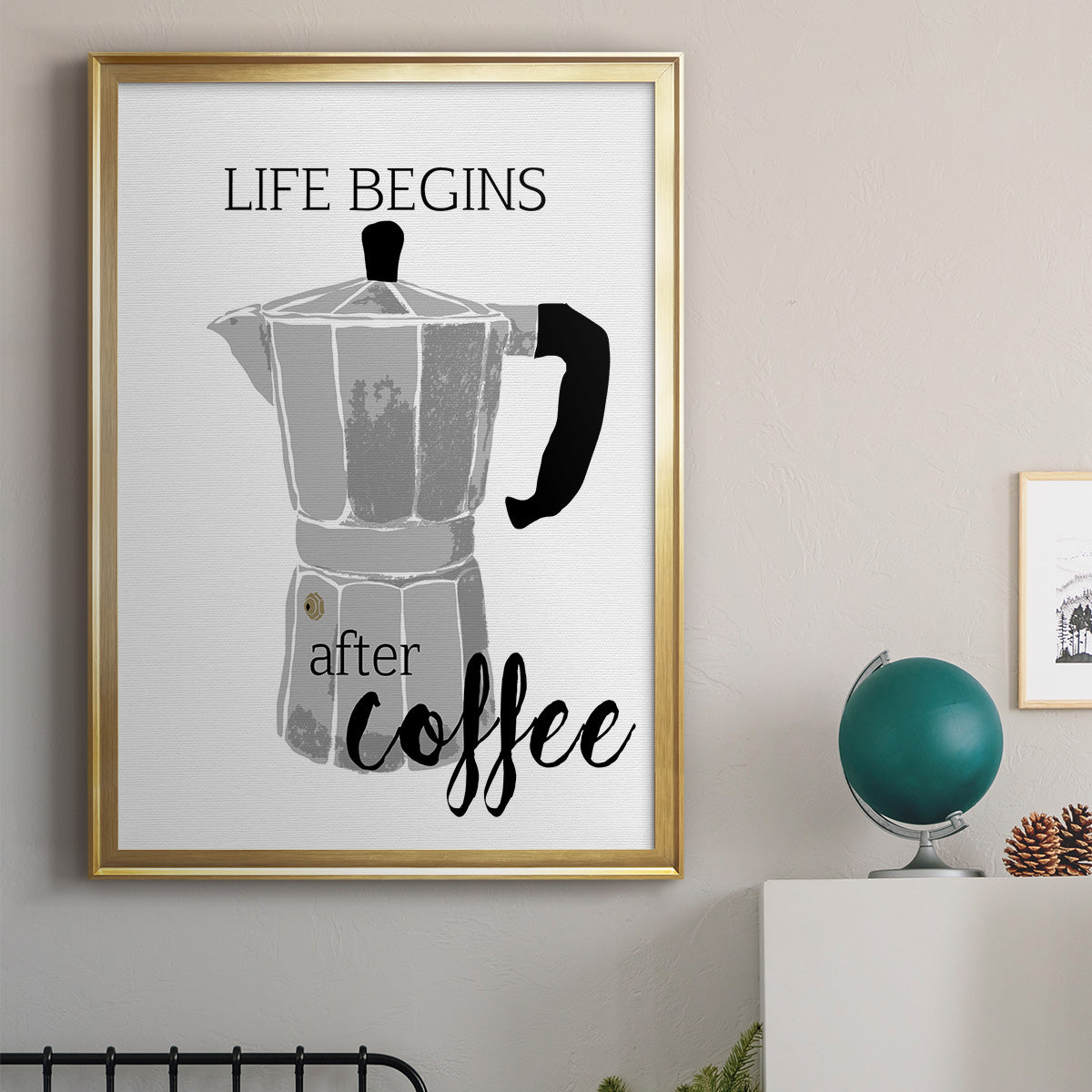 Begins After Coffee - Modern Framed Canvas Print