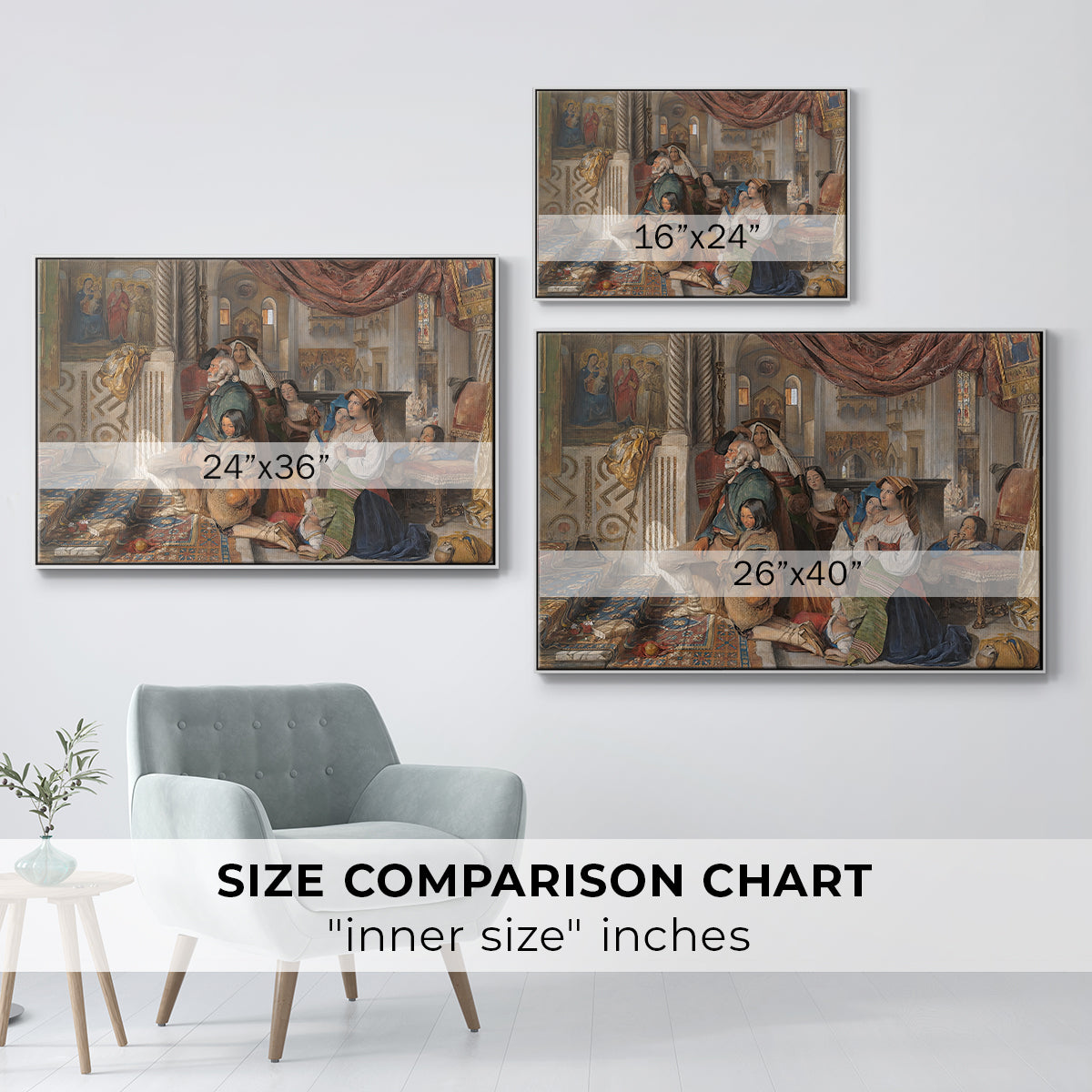 Roman Pilgrims, 1854 - Floater Framed Canvas Print