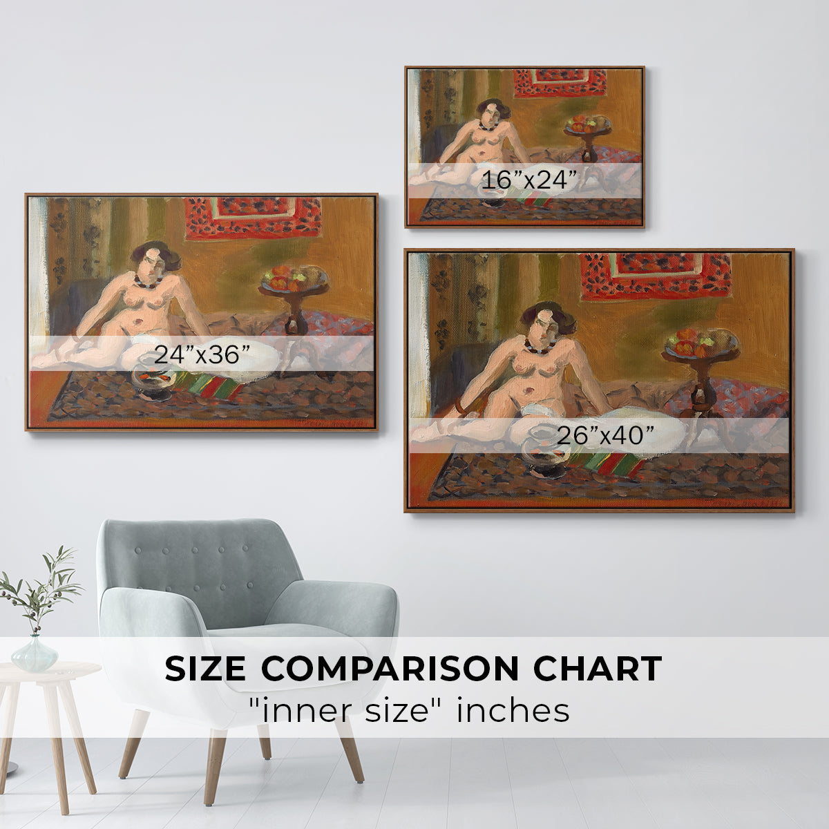 Nude with Goldfish (Nu aux poissons rouges), c. 1922 - Floater Framed Canvas Print