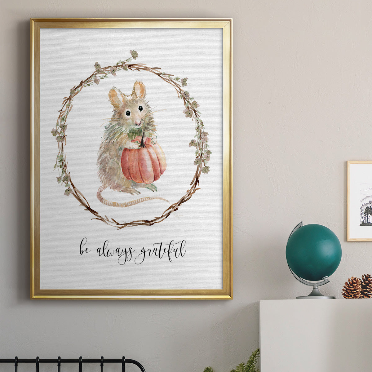 Harvest Home Mouse - Modern Framed Canvas Print