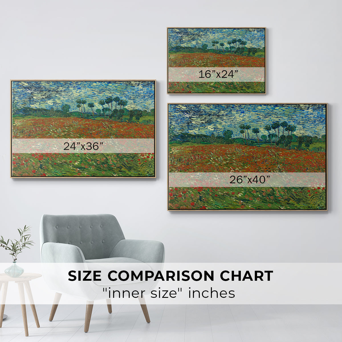 Field with Poppies, 1889 - Floater Framed Canvas Print