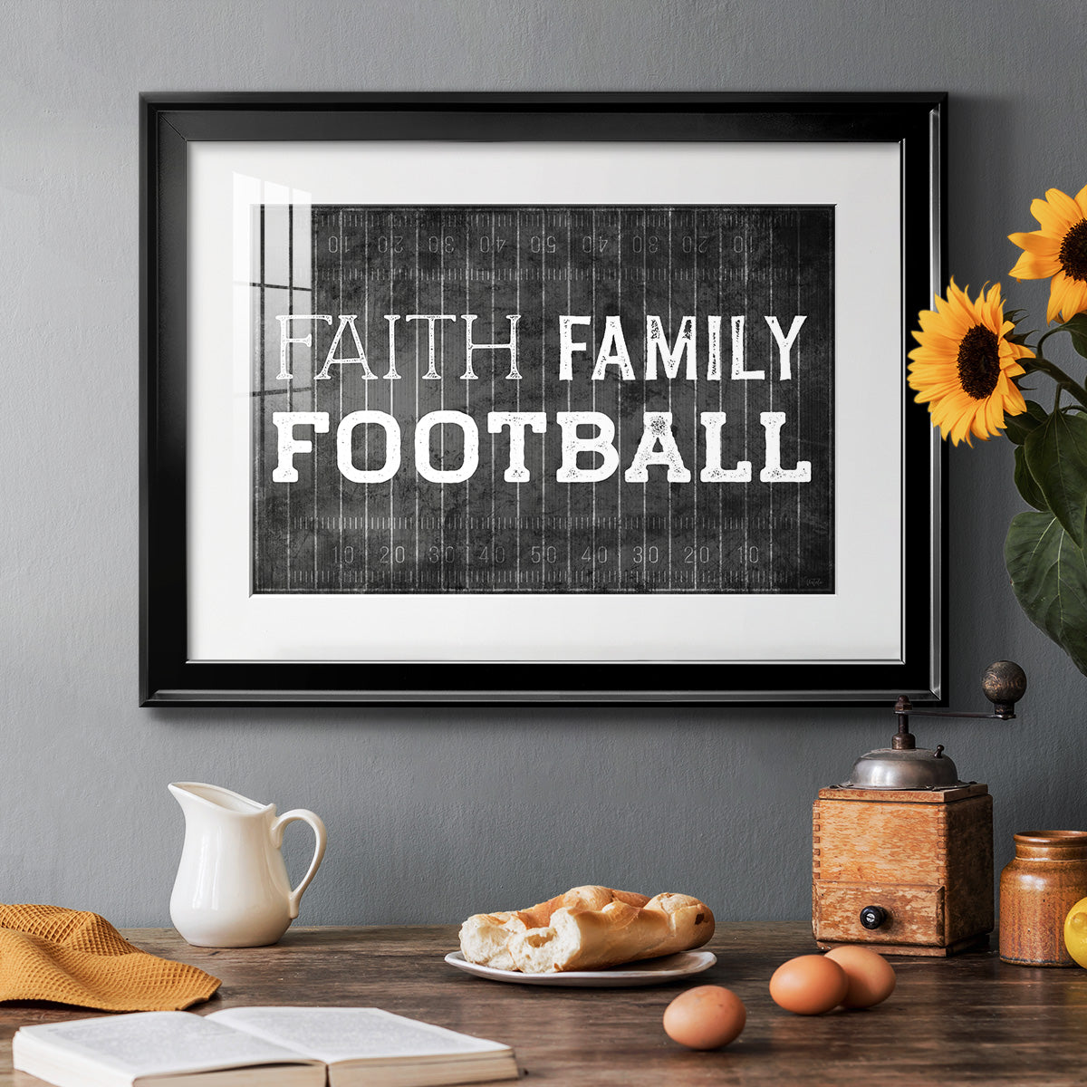 Faith Family Football - Modern Framed Art Print