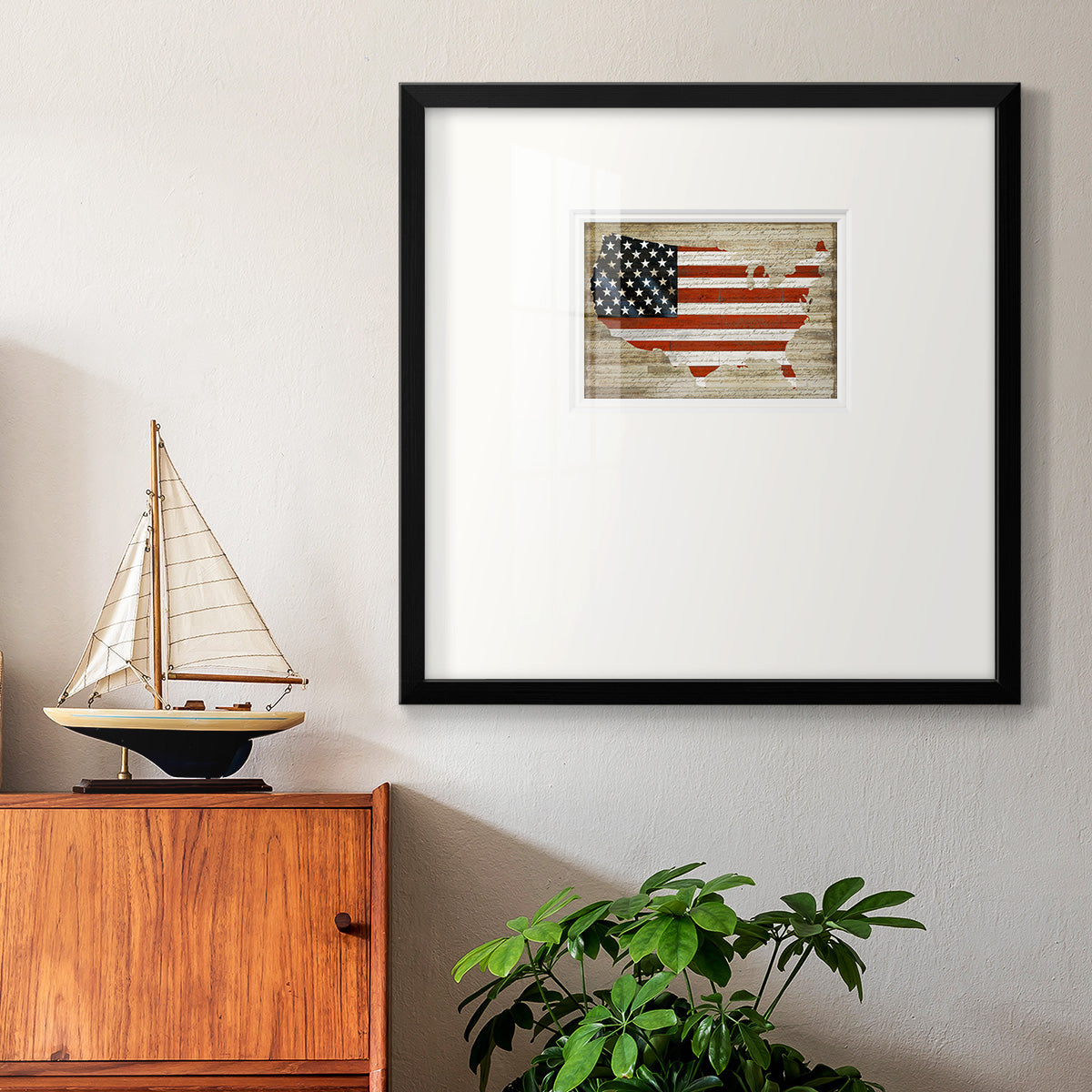 American Flag Premium Framed Print Double Matboard