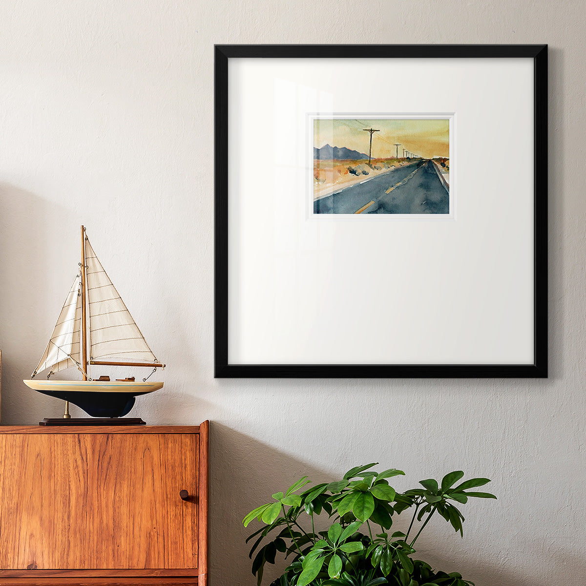 Deserted Highway II Premium Framed Print Double Matboard