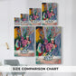 Size comparison chart for canvas art prints, showing multiple size options.