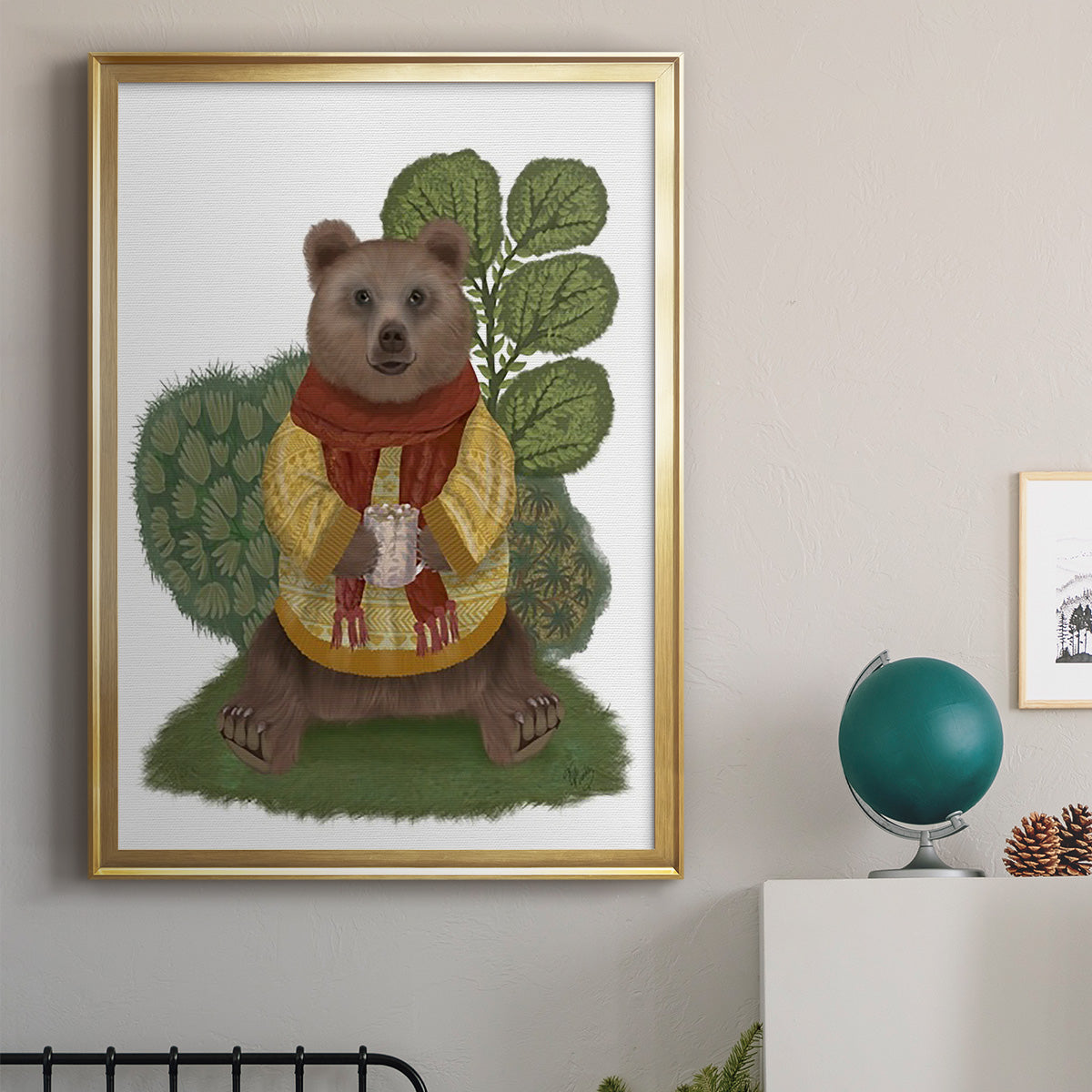 Hot Chocolate Bear - Modern Framed Canvas Print