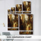 Size comparison chart for canvas art prints, showing multiple size options.