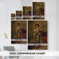 Size comparison chart for canvas art prints, showing multiple size options.